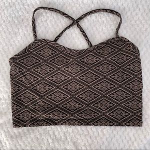 Forever 21 tribal print cross back crop top